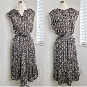 J. CREW Superbloom Floral Prairie Midi Dress In Black Combo Size M